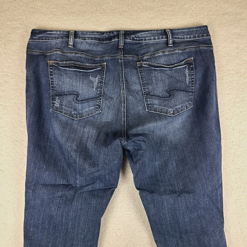 Silver Jeans Womens 24x27 Blue Suki Skinny Distress‎ Fray Dark Wash Denim